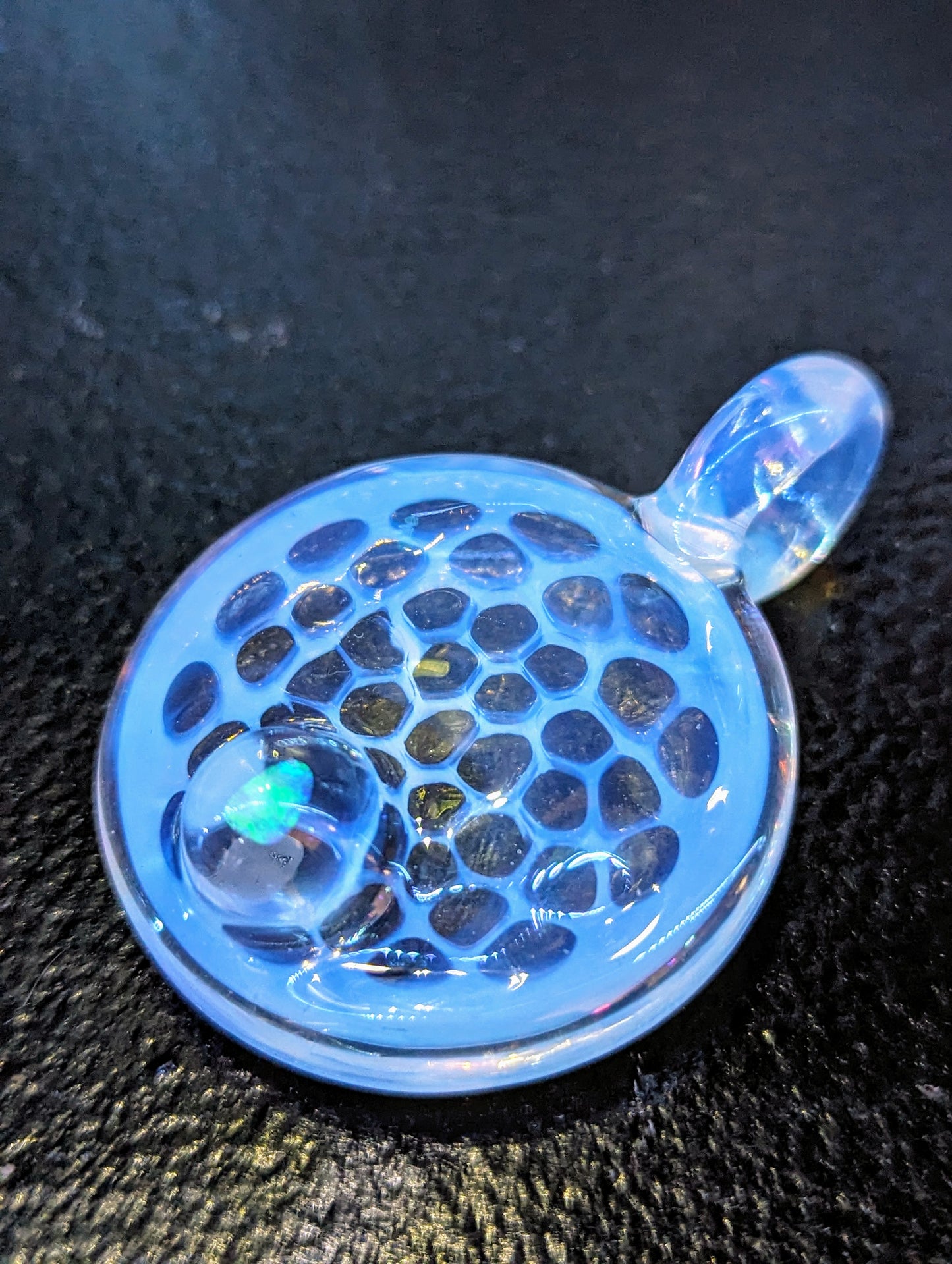 Ghost honeycomb and opal pendant